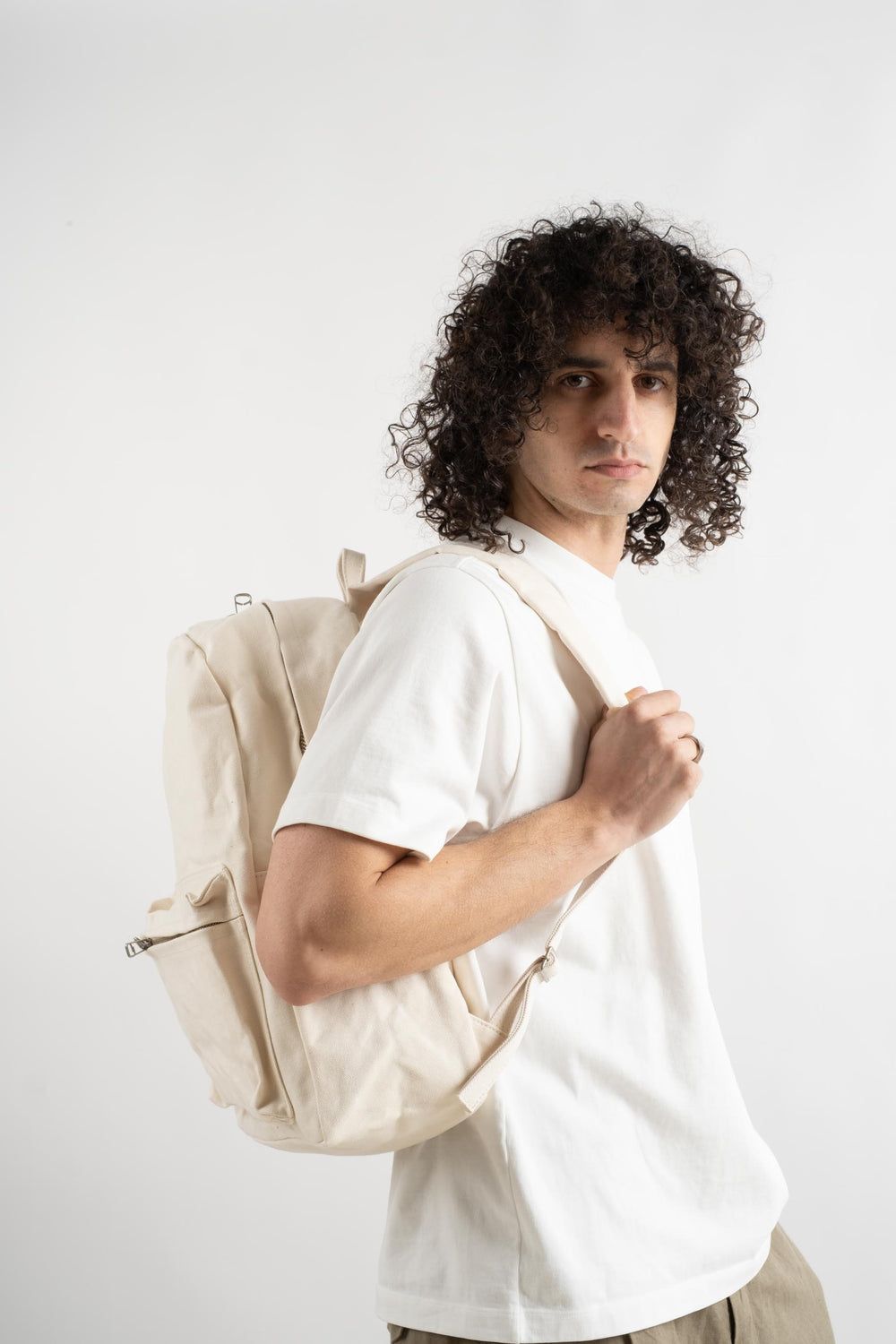 Medium Canvas Backpack in White