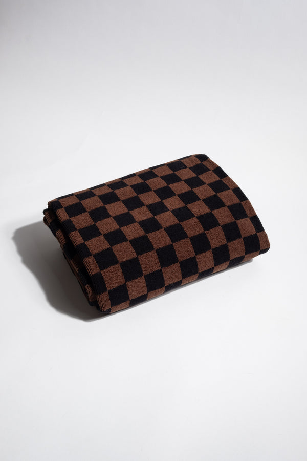 Roman Pool Towel in Tabac + Noir