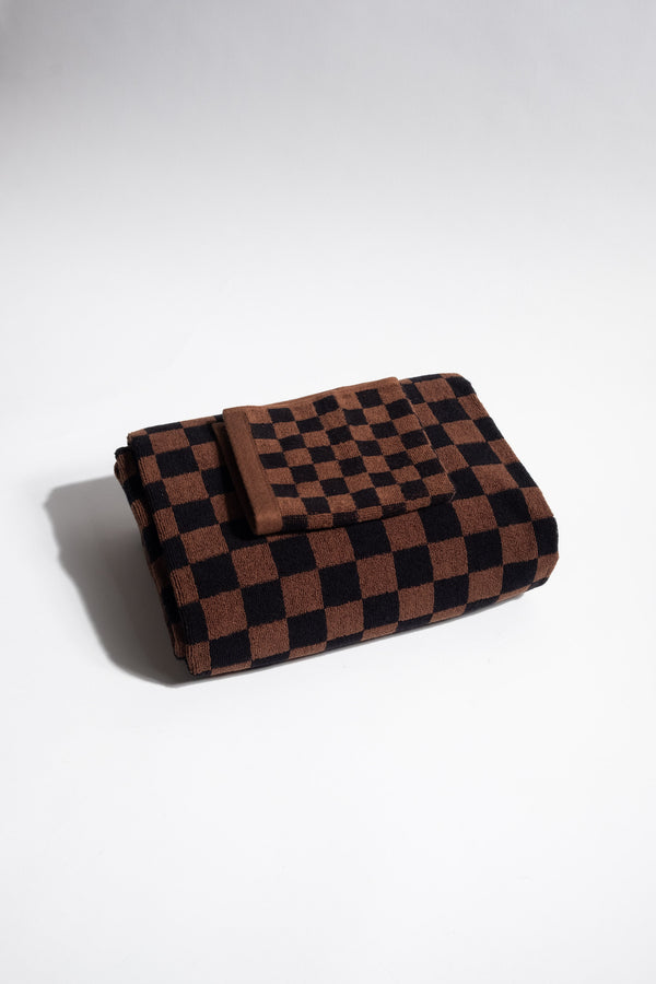 Quill Face Cloth in Tabac + Noir