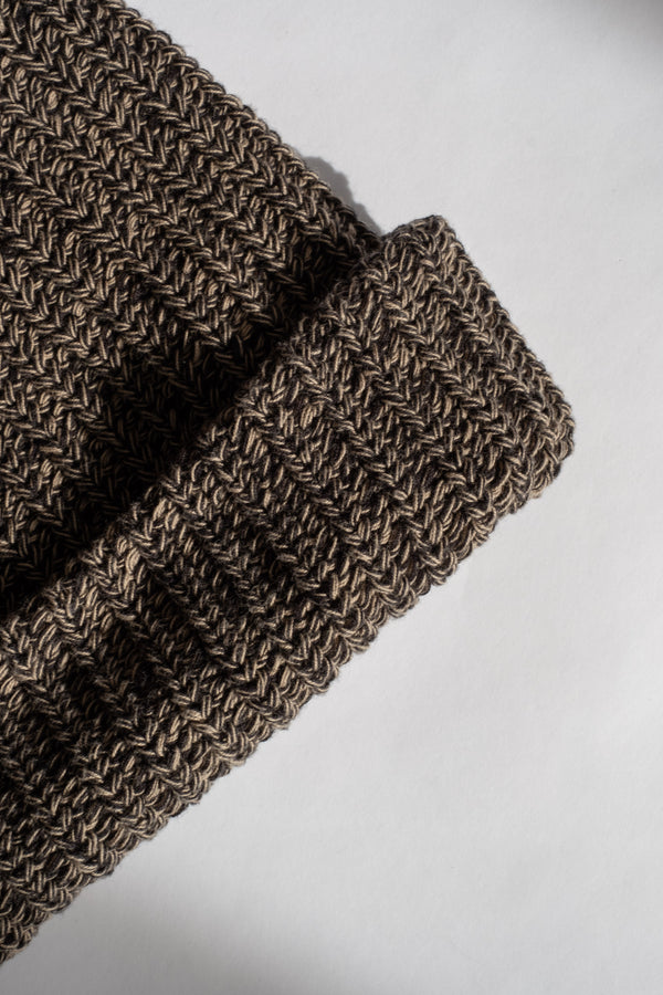 Knit Hat in Black + Old Gold Marl
