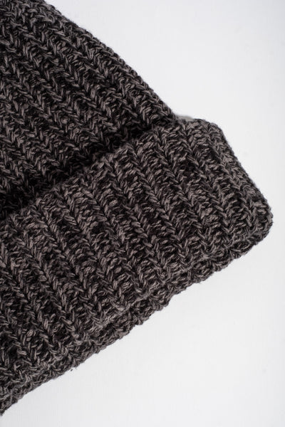 Knit Hat in Black + Charcoal