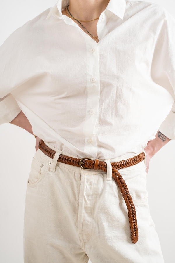 Handwoven Single Link Belt In Tan