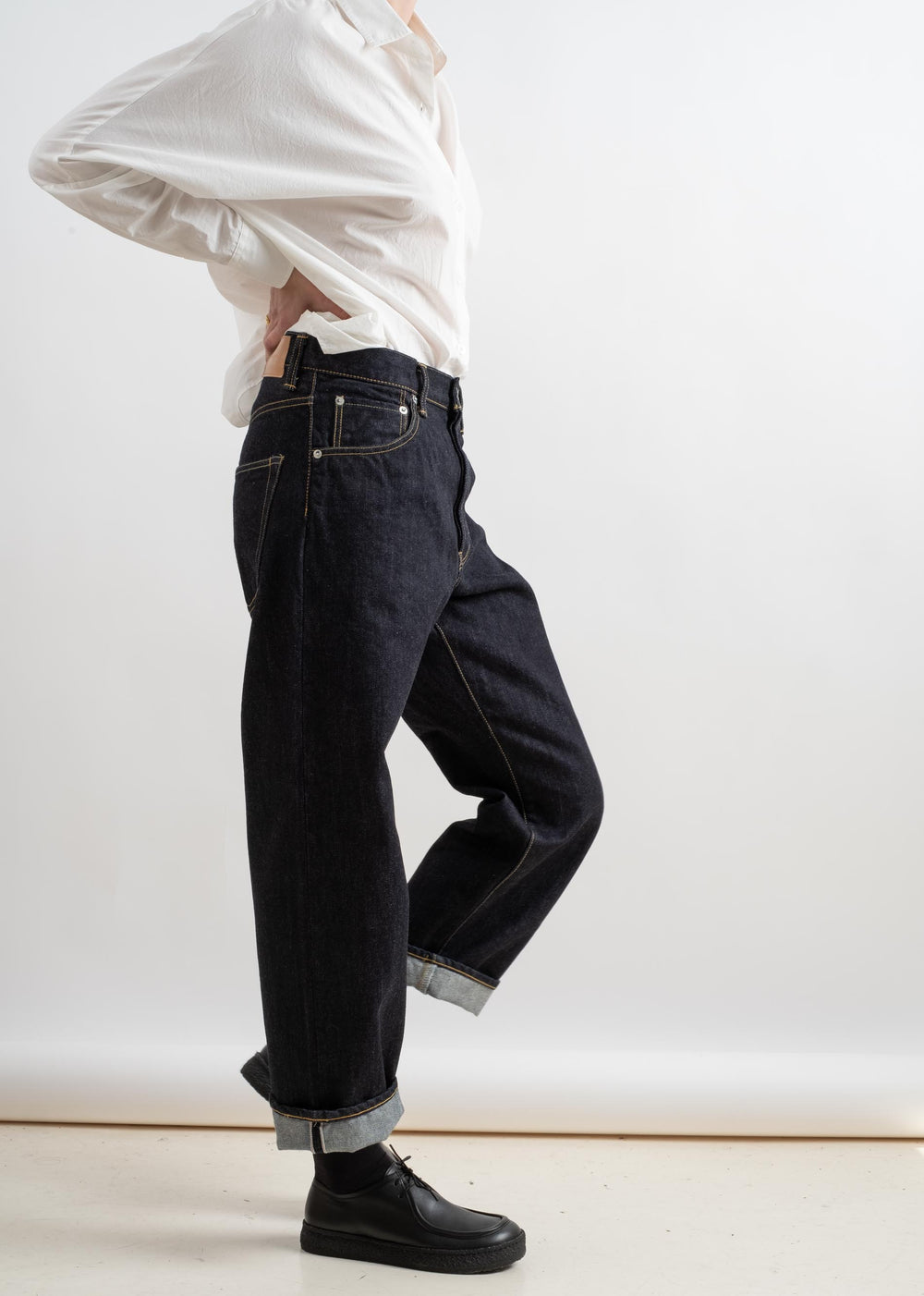 Wide Tapered Denim Pant in One Wash