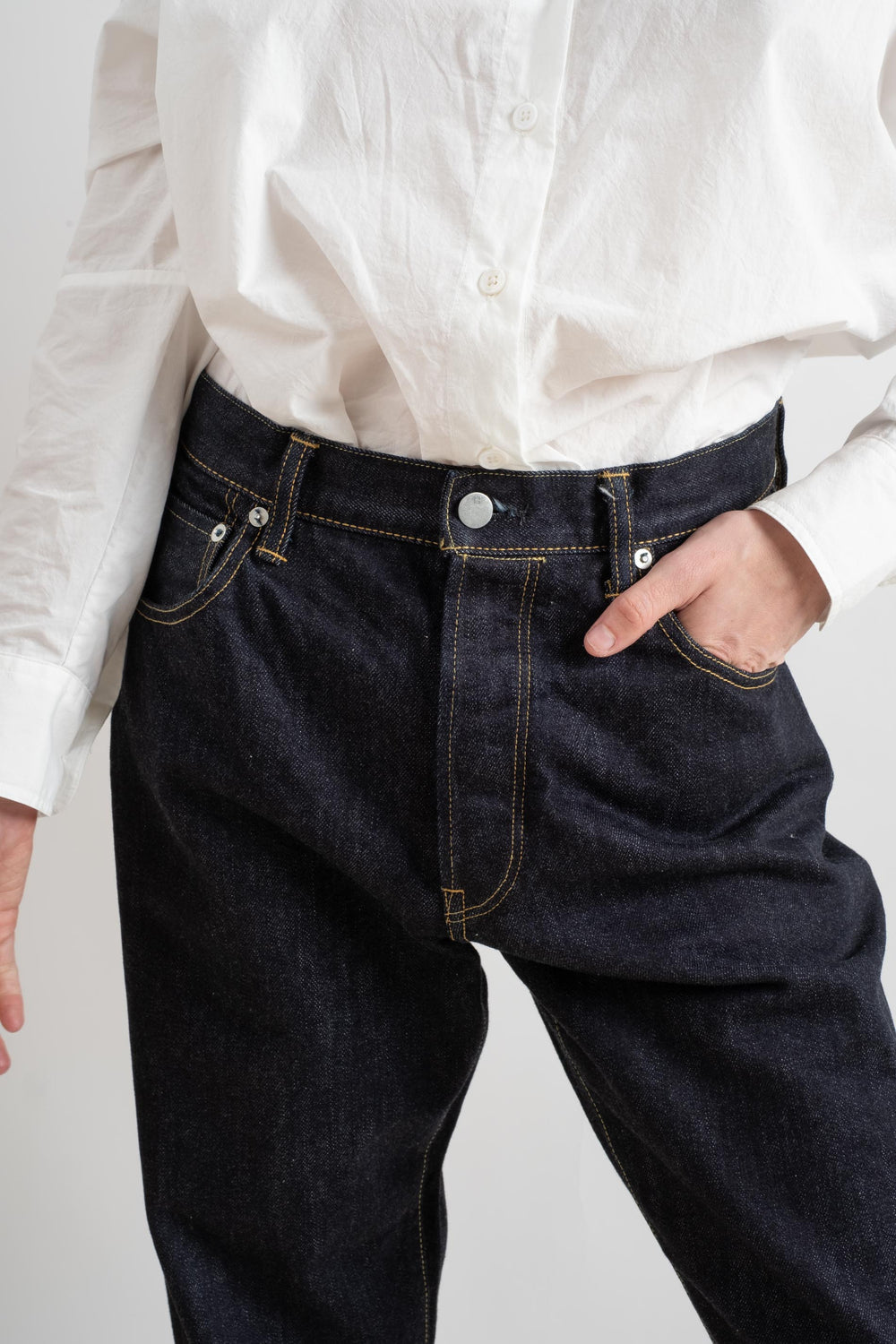 Wide Tapered Denim Pant in One Wash