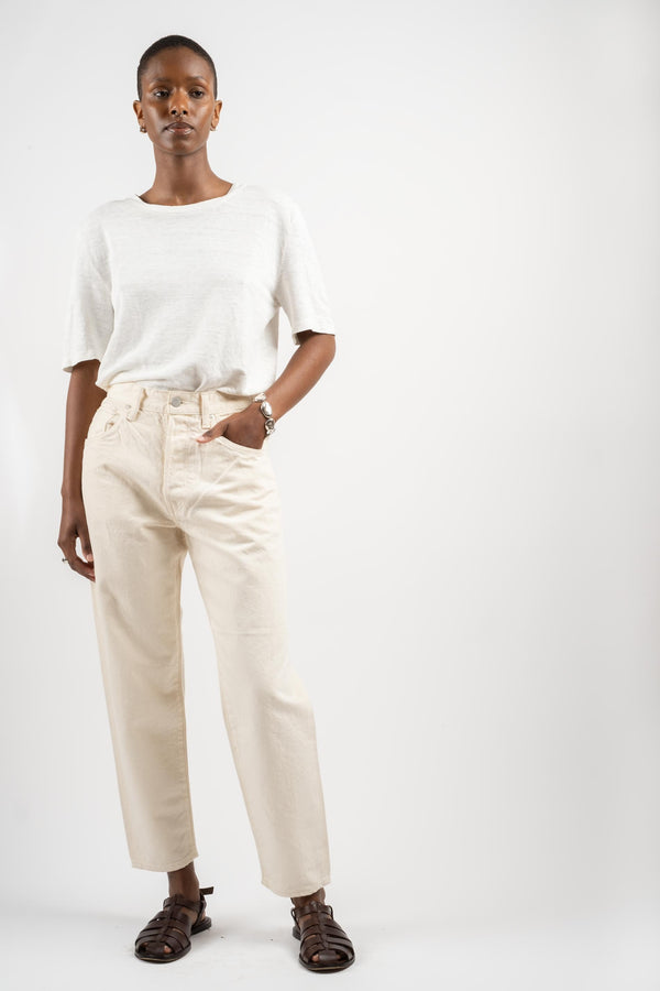 Loose Tapered Washi Denim Pant in Ecru