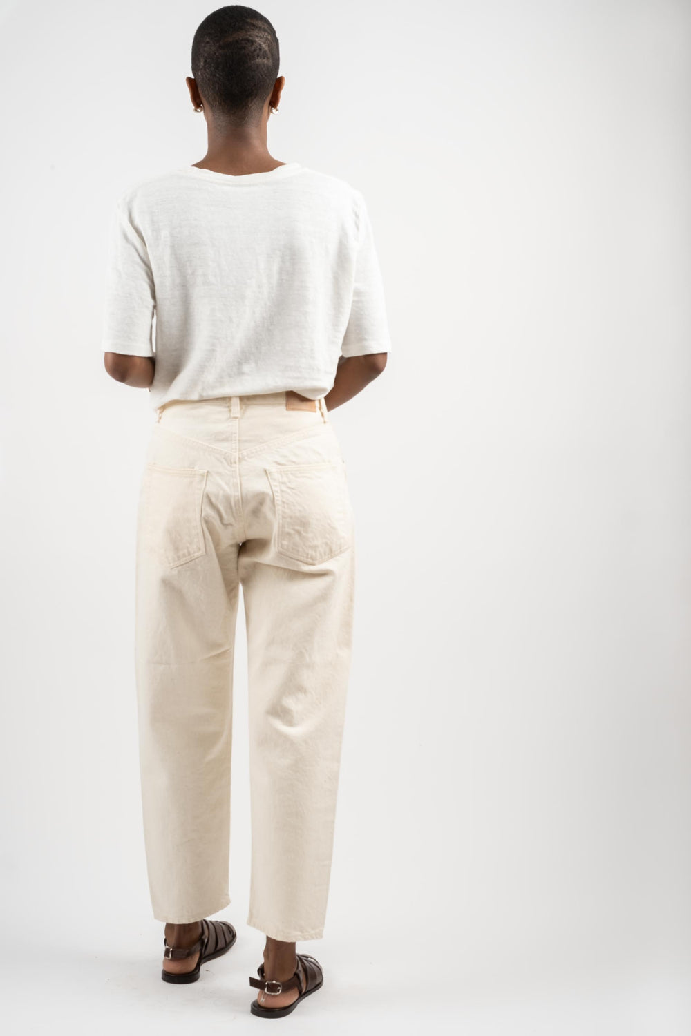 Loose Tapered Washi Denim Pant in Ecru
