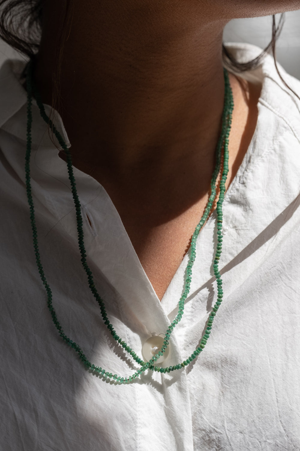 Faceted Nephrite Strand