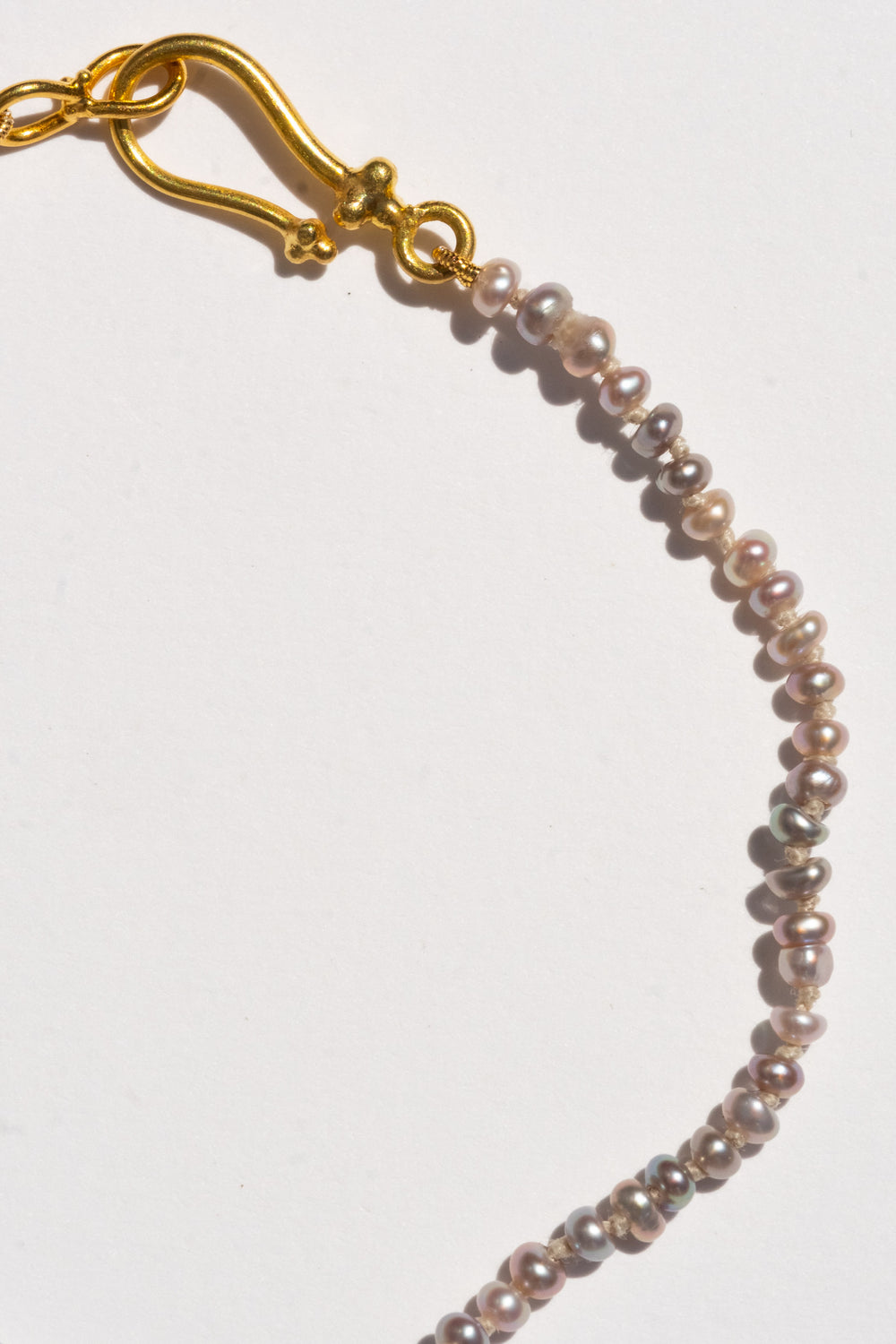 18k + Small Grey Seed Pearl Strand Bracelet