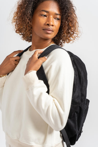 Corduroy Backpack in Black