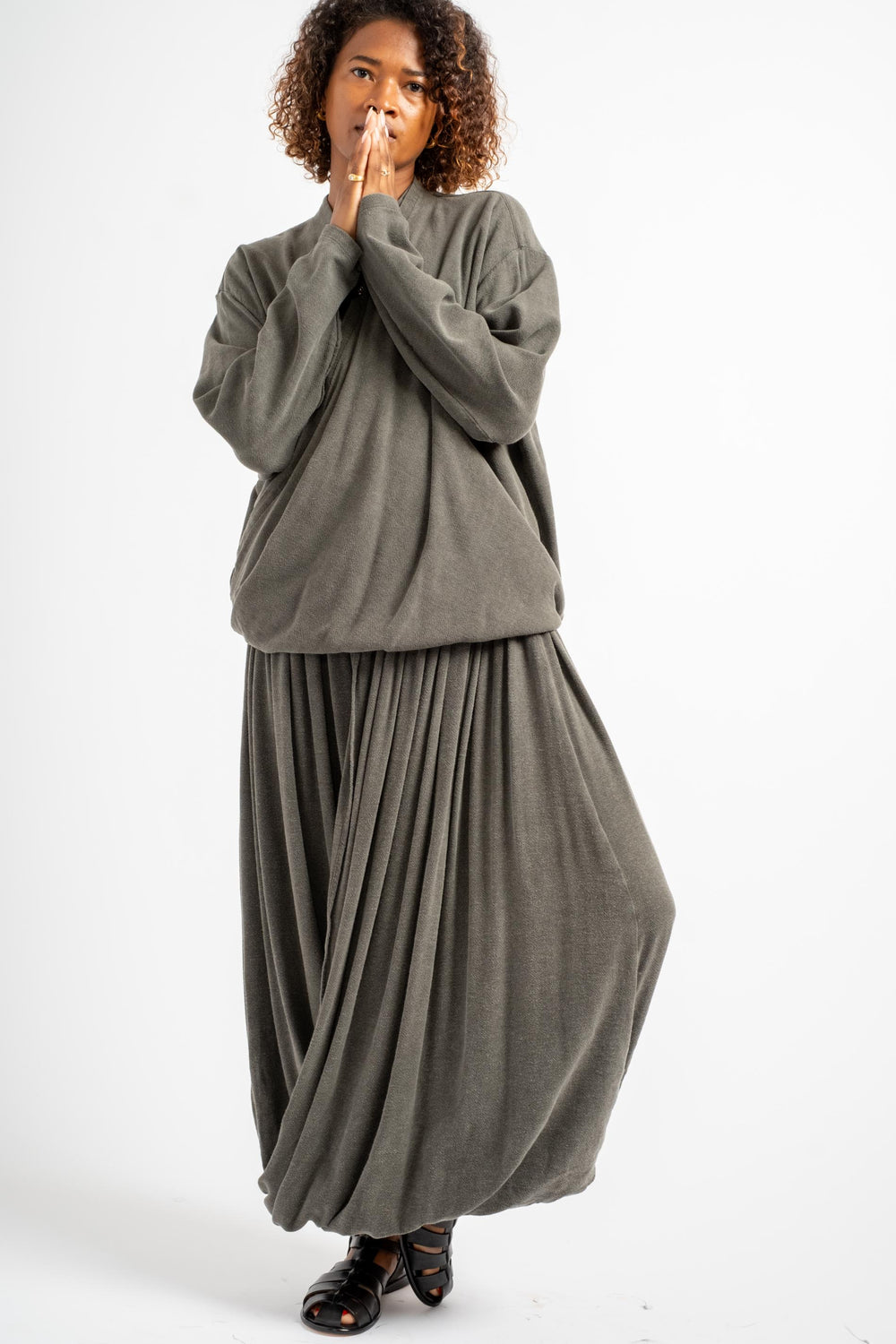 Double Layered Drapy Skirt in Slate