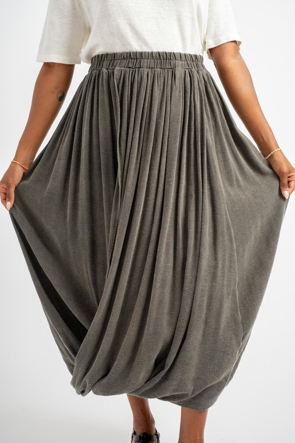 Double Layered Drapy Skirt in Slate