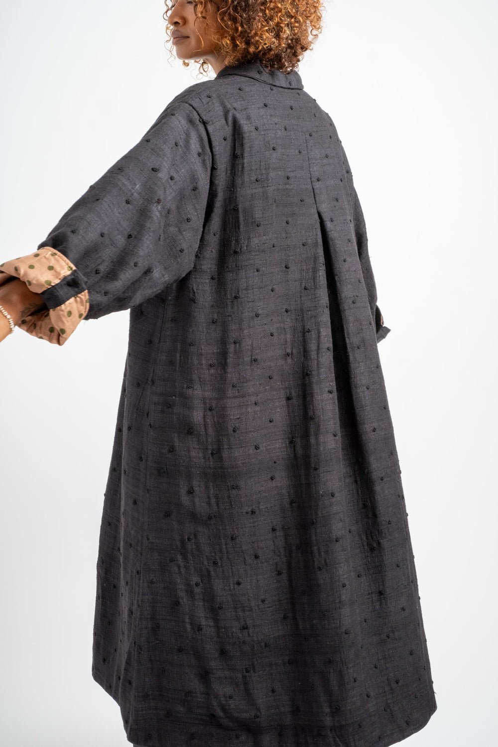 Embroidery Quilting Coat in Black