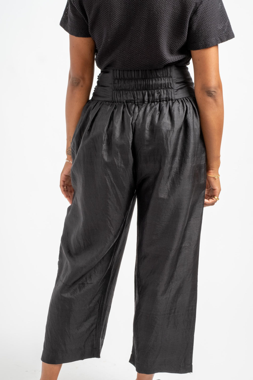 Wide Belt Pants in Black