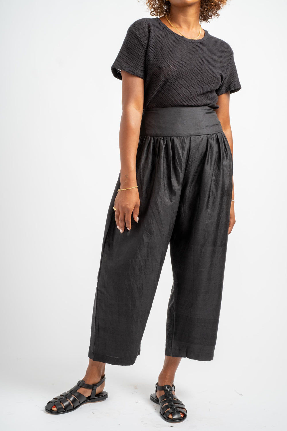 Wide Belt Pants in Black