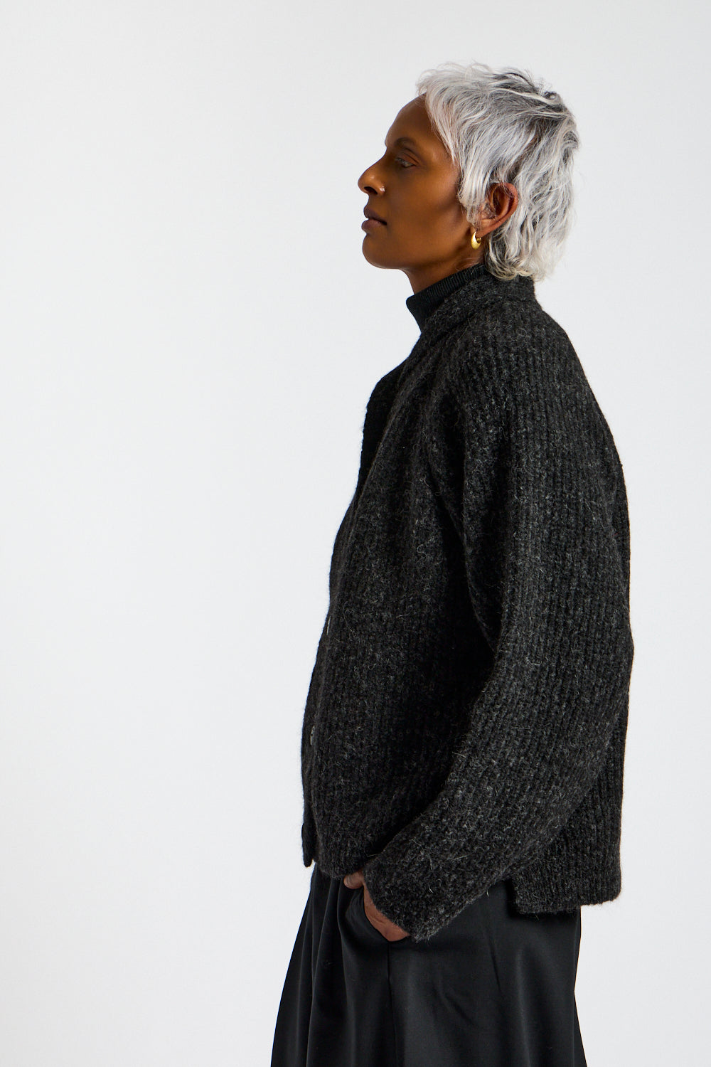 Baby Alpaca Cardigan in Anthracite