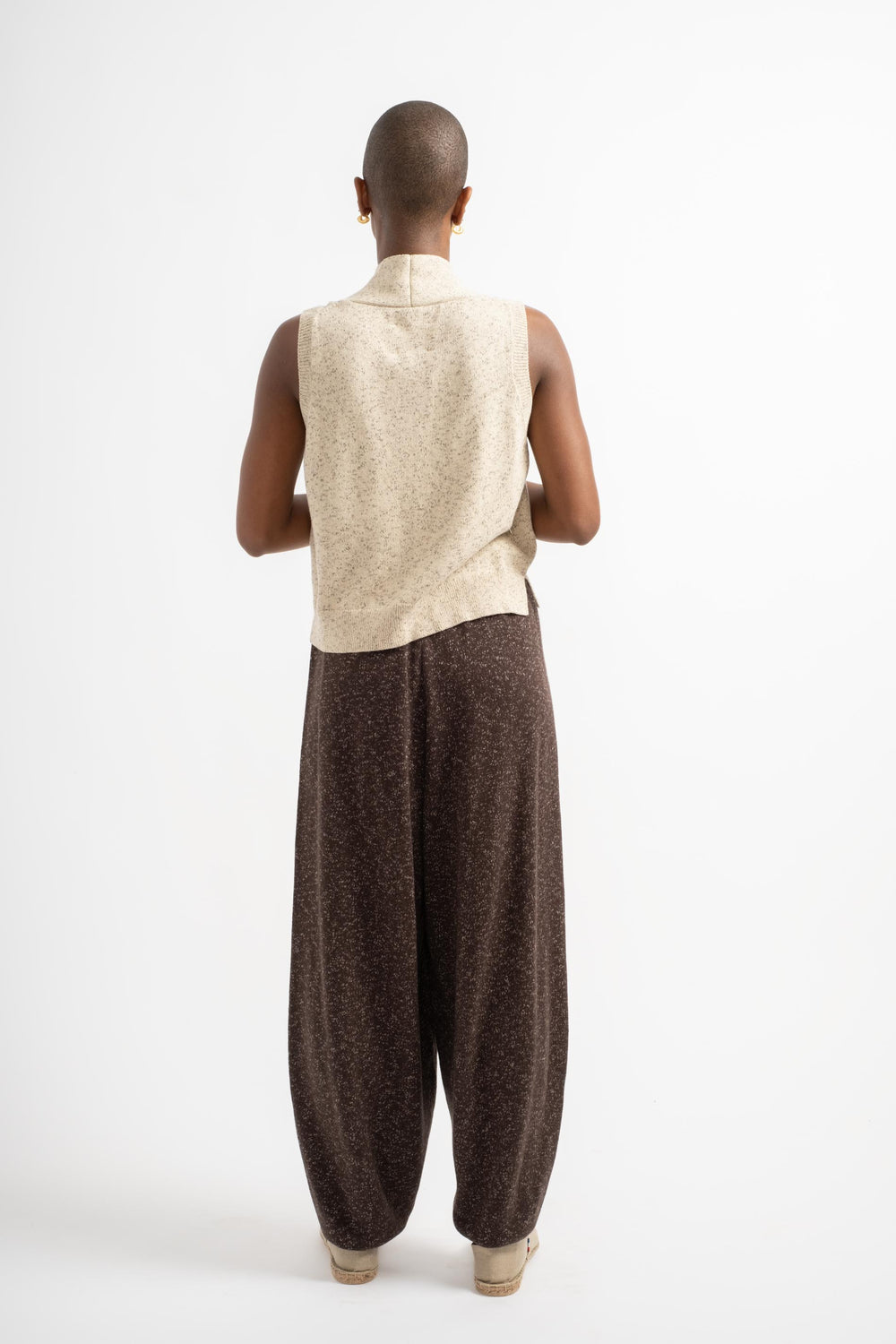 Flecked Cotton Pants in Brown