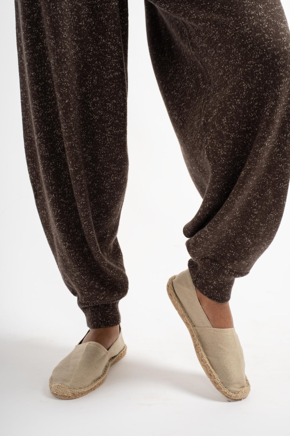 Flecked Cotton Pants in Brown