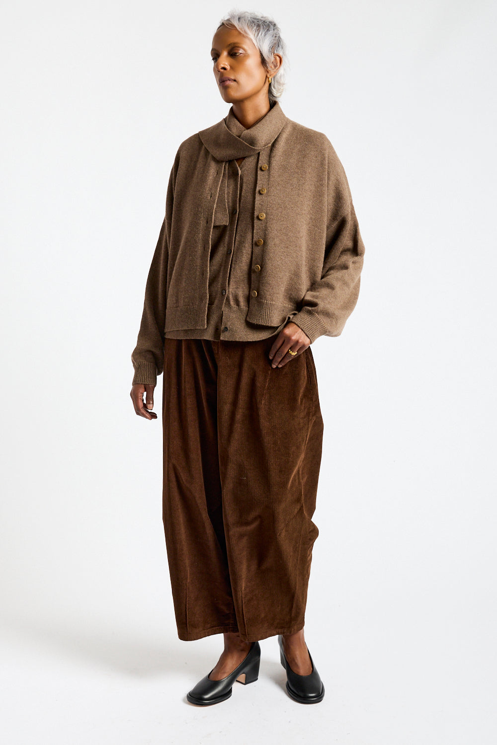 Merino Wool Cardigan in Taupe
