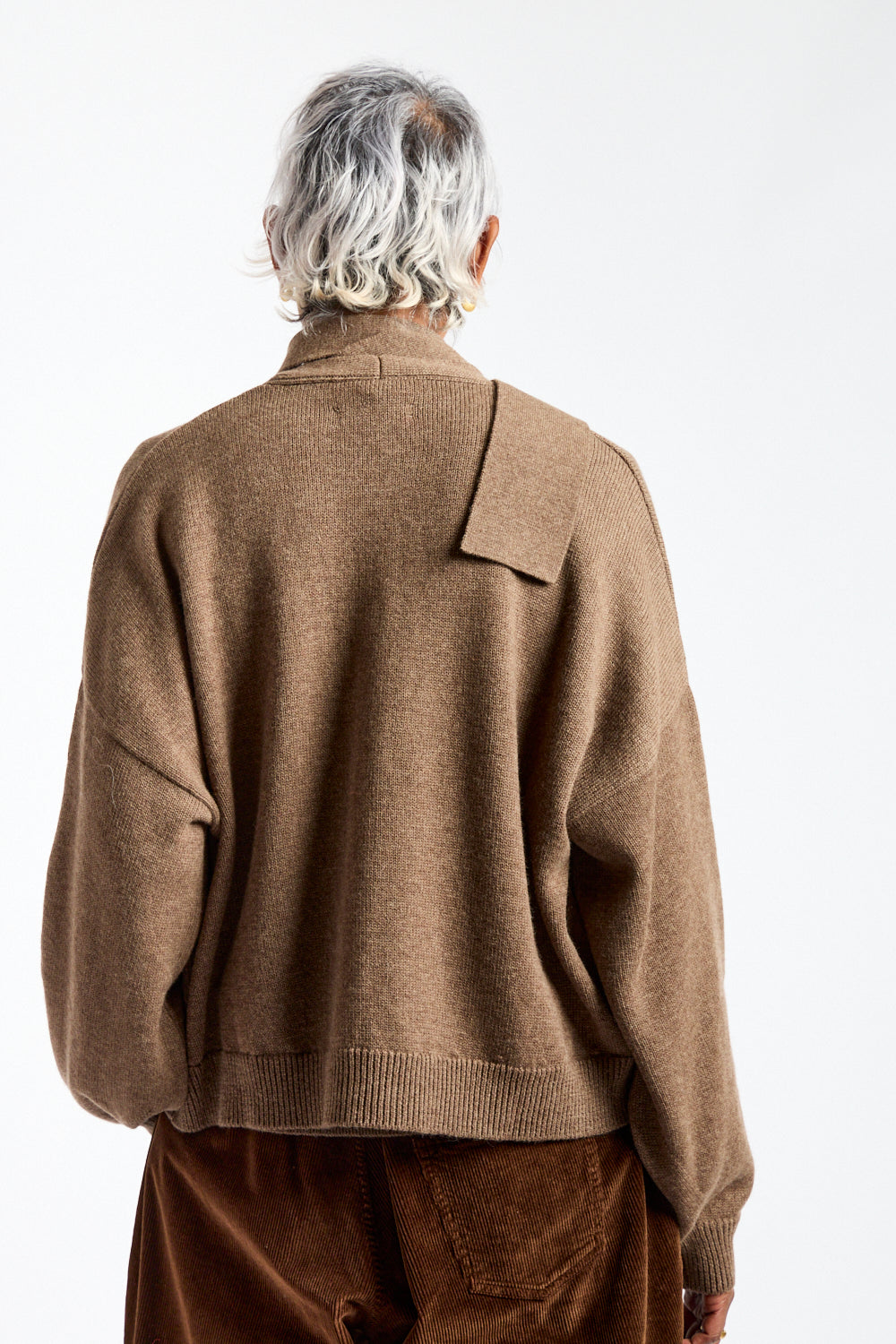 Merino Wool Cardigan in Taupe