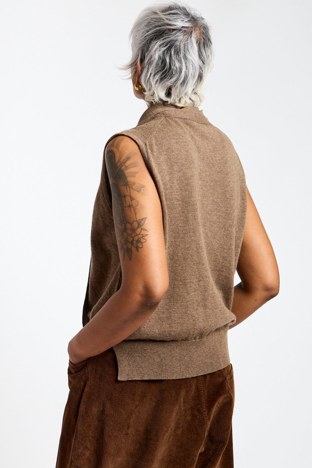 Merino Wool Lace Waistcoat in Taupe