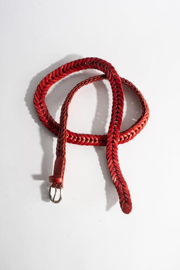 Handwoven Single Link Belt in Red