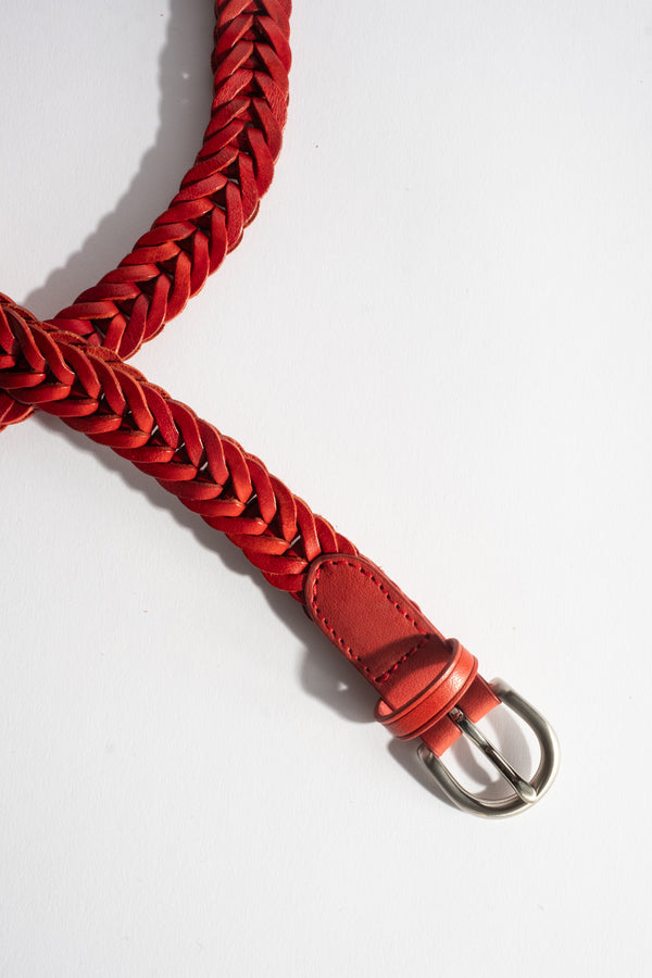 Handwoven Single Link Belt in Red