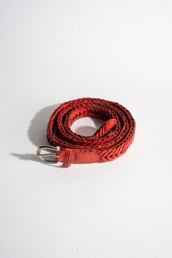 Handwoven Single Link Belt in Red