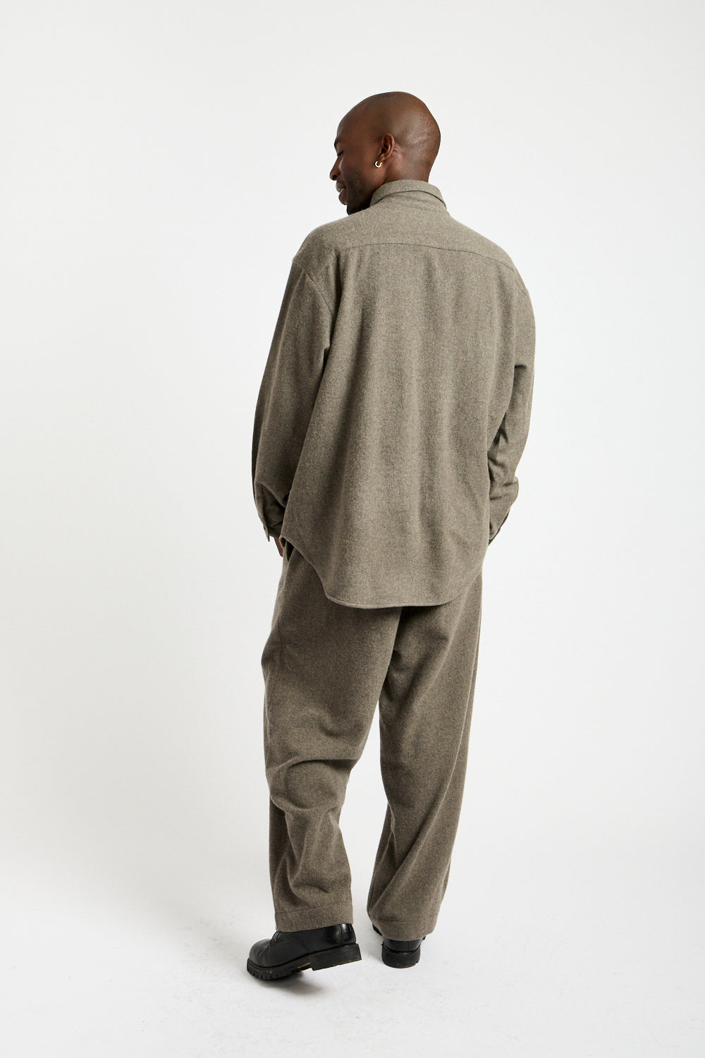Elastic Pant Brushed Wool + Cashmere in Mid-Grey