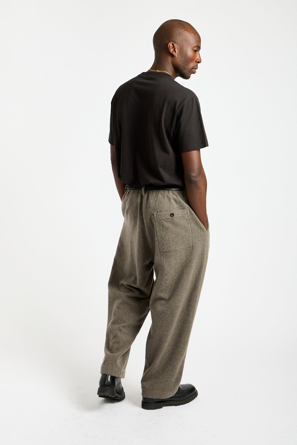 Elastic Pant Brushed Wool + Cashmere in Mid-Grey
