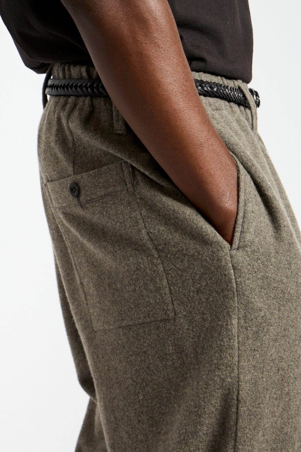 Elastic Pant Brushed Wool + Cashmere in Mid-Grey
