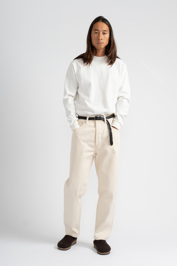 Loose Tapered Washi Denim Pant in Ecru