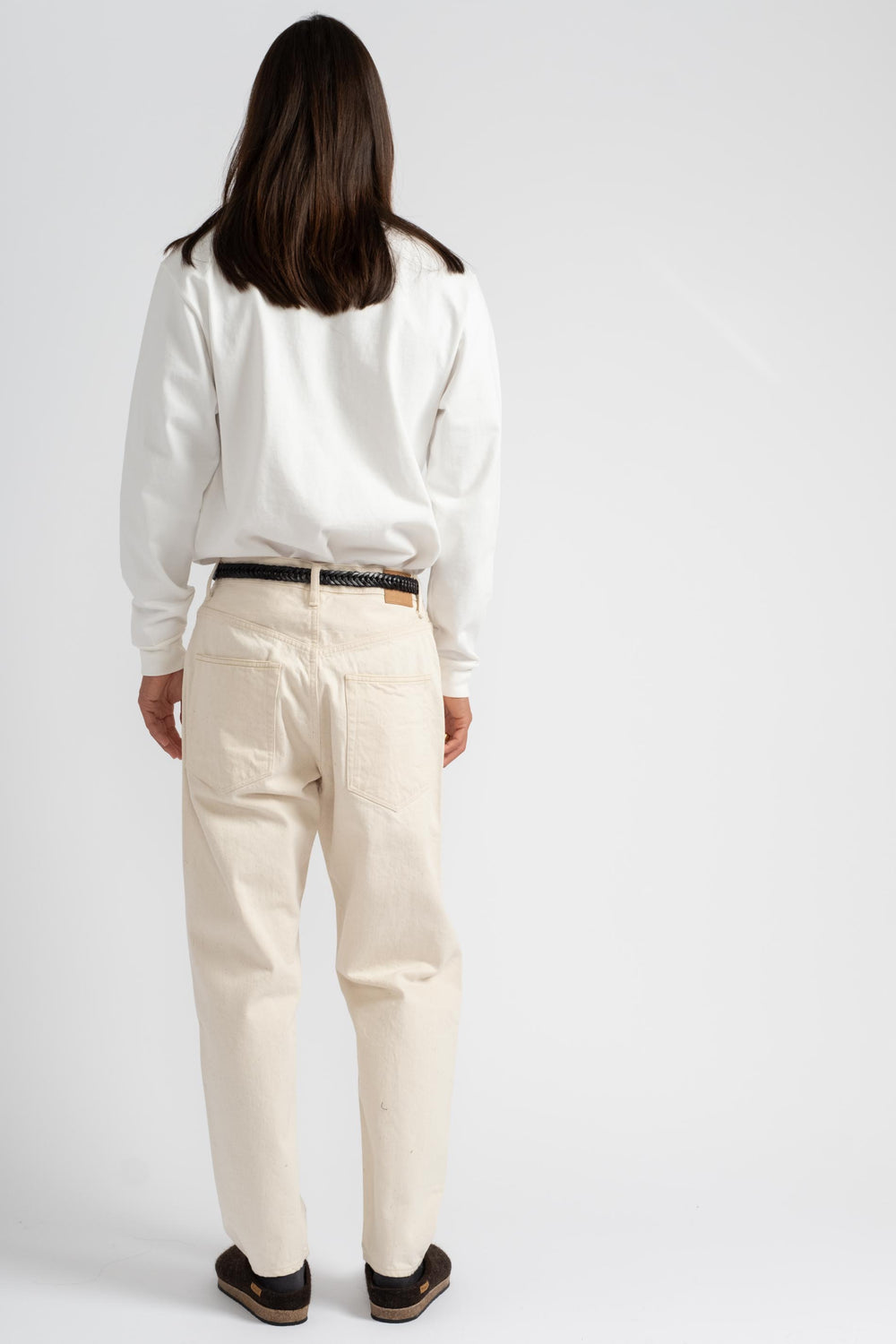 Loose Tapered Washi Denim Pant in Ecru