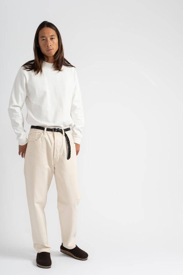 Loose Tapered Washi Denim Pant in Ecru