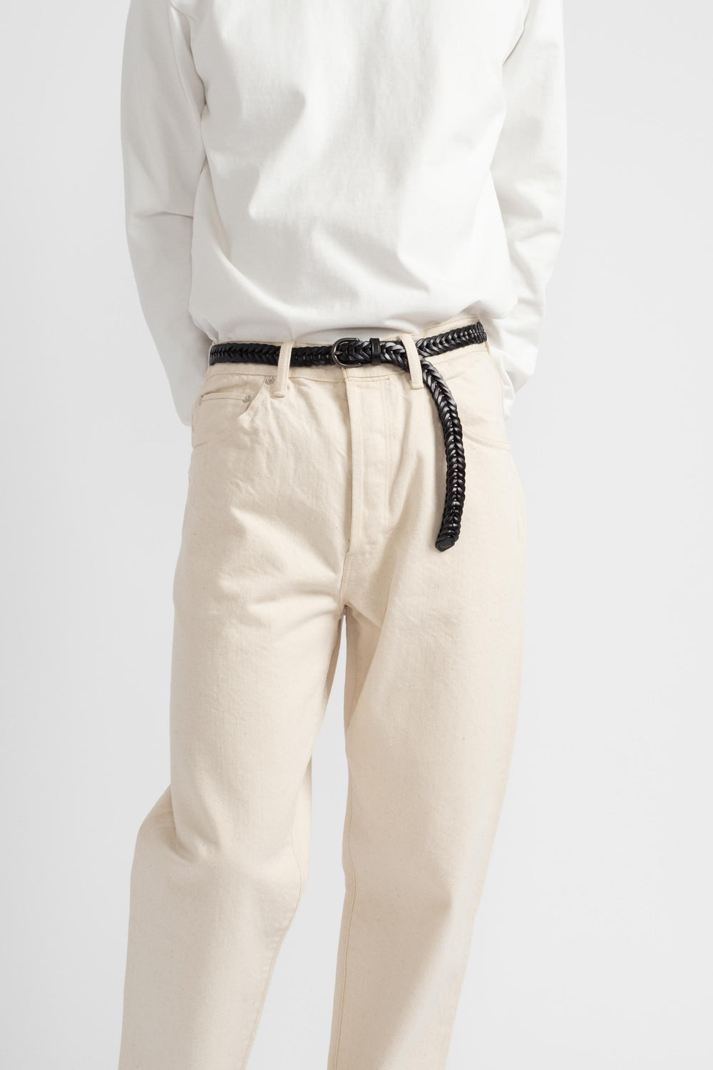 Loose Tapered Washi Denim Pant in Ecru