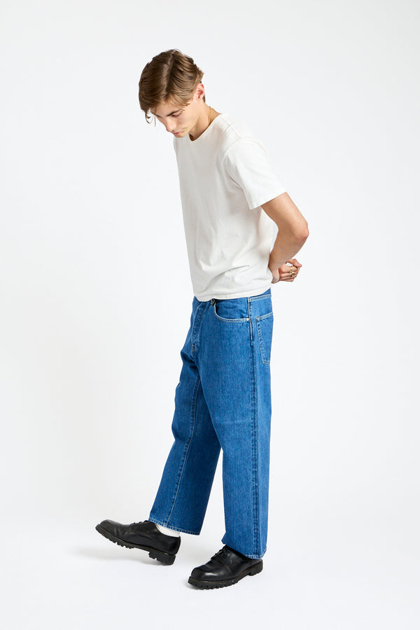 Wide Tapered Denim Pant in Blue