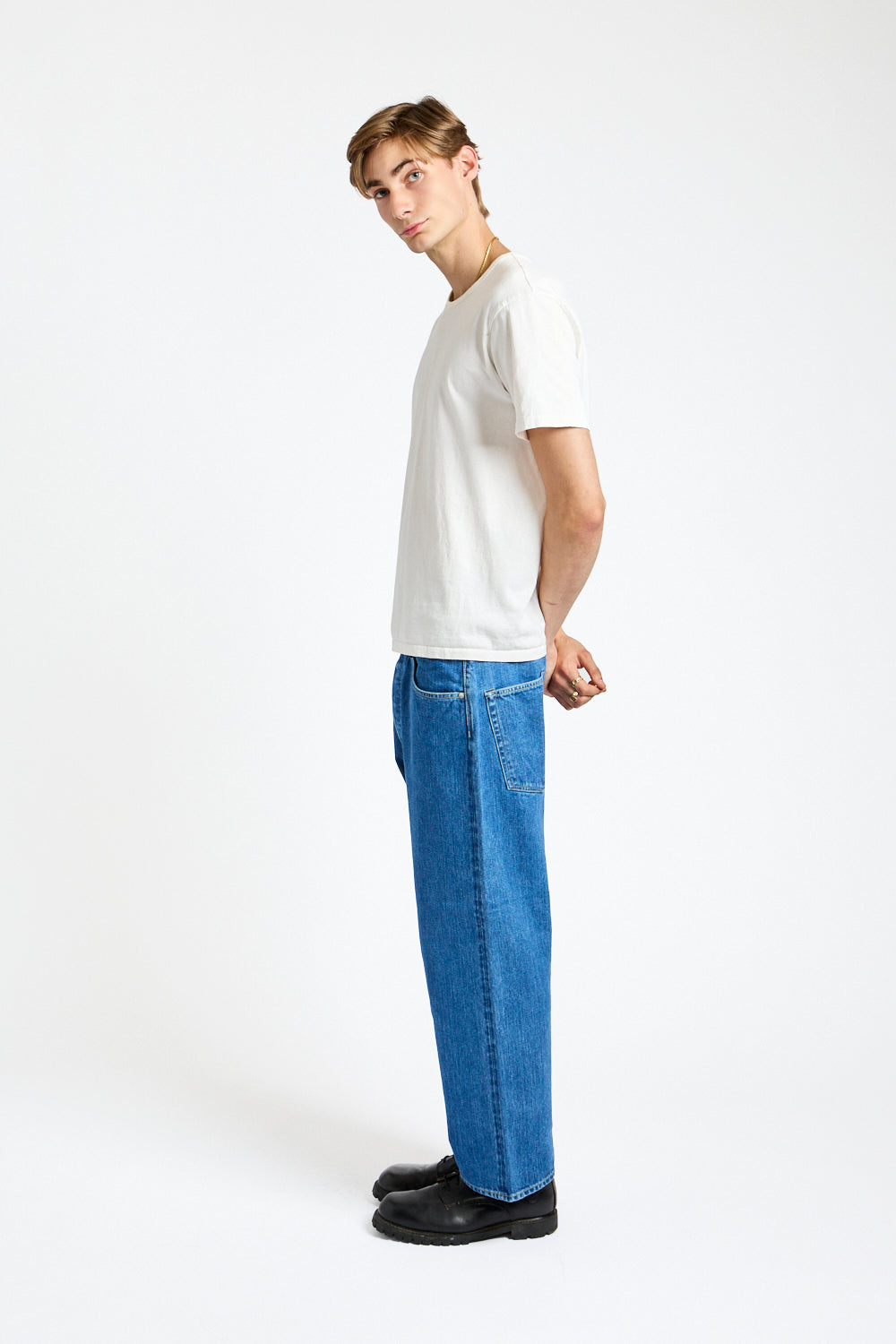 Wide Tapered Denim Pant in Blue