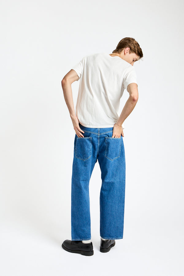 Wide Tapered Denim Pant in Blue