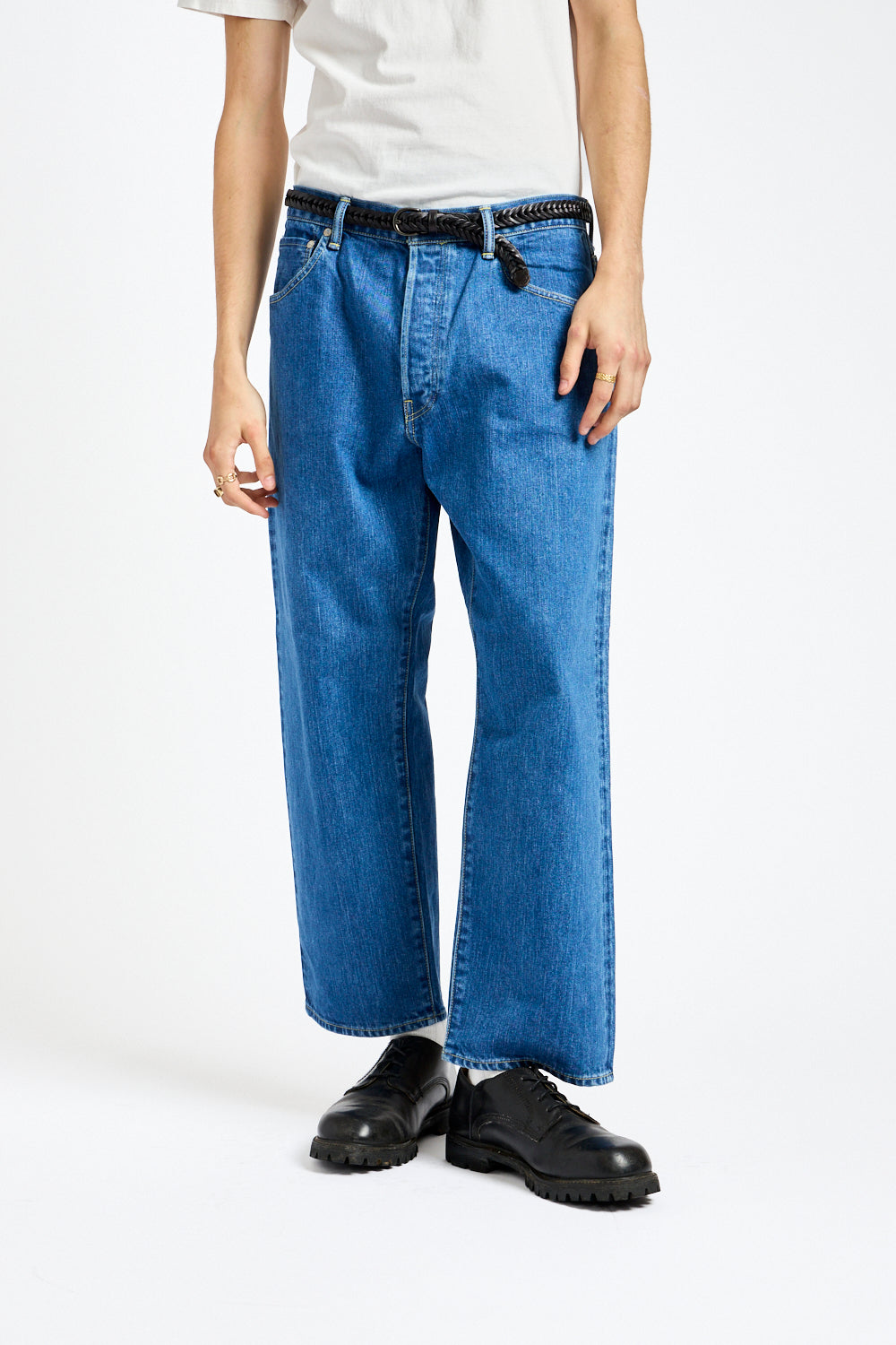 Wide Tapered Denim Pant in Blue