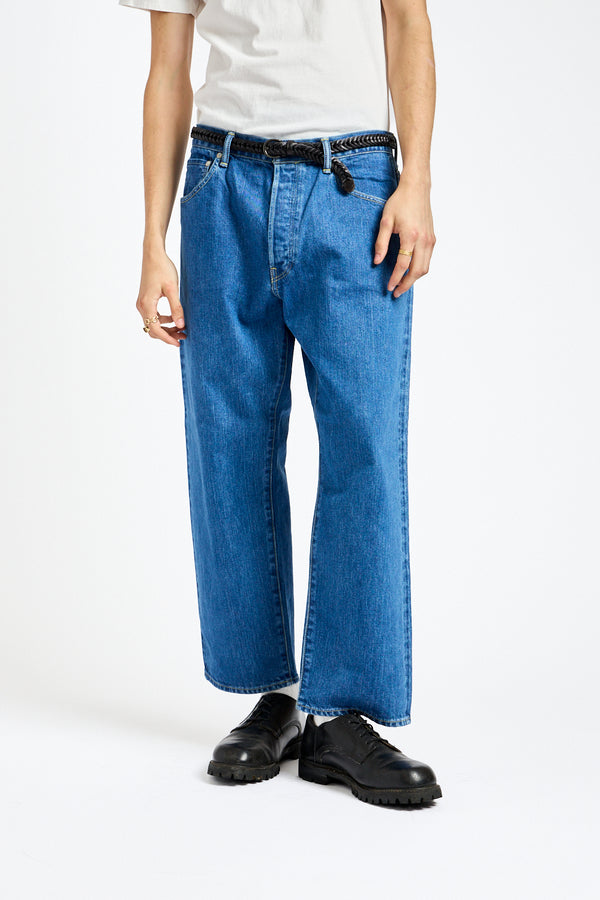 Wide Tapered Denim Pant in Blue
