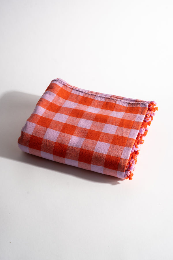 Gingham Poppy Tablecloth