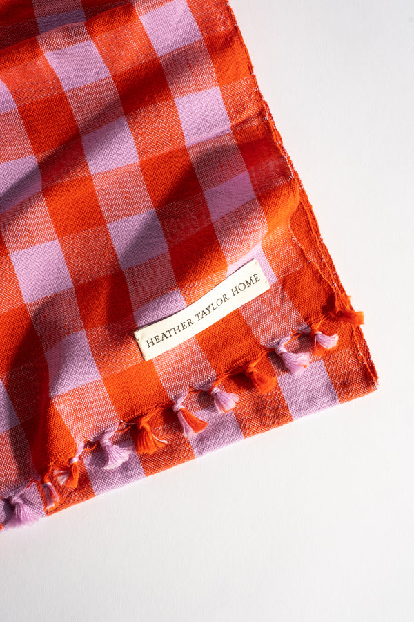 Gingham Poppy Tablecloth