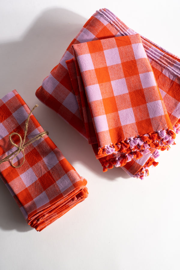 Gingham Poppy Tablecloth