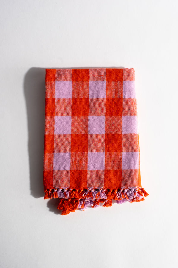 Gingham Poppy Tea Towel