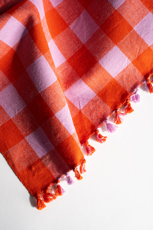 Gingham Poppy Tea Towel