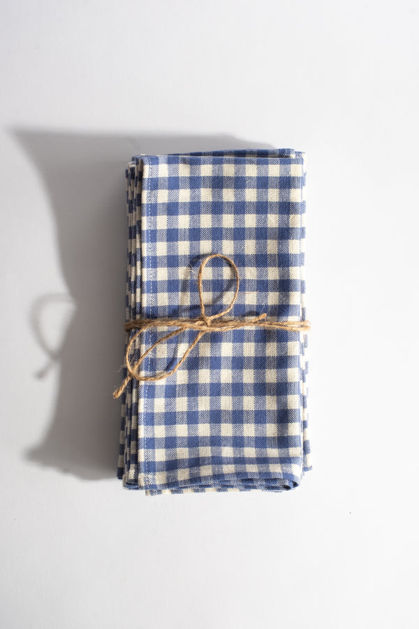 Mini Gingham Denim Napkin Set