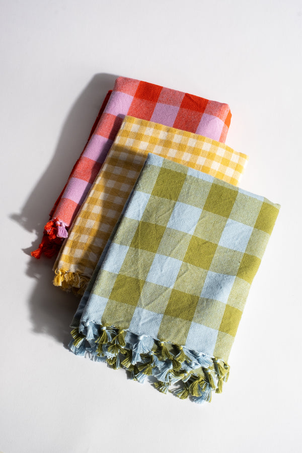 Mini Gingham Sunflower Tea Towel