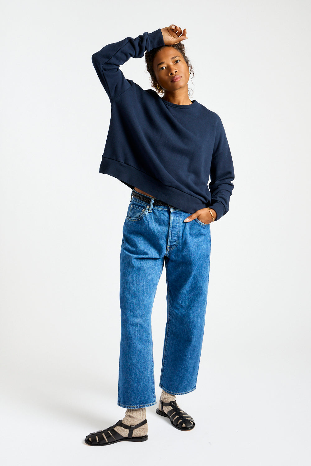 French Terry Pullover in Navy