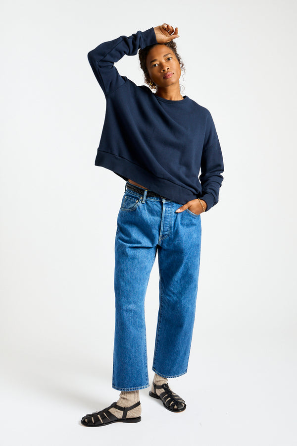 French Terry Pullover in Navy