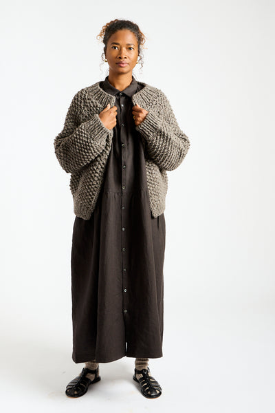 Peru Hand Knit Cardigan in Gray