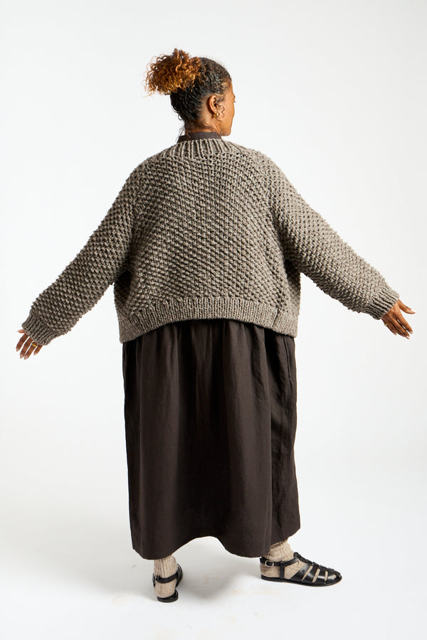 Peru Hand Knit Cardigan in Gray